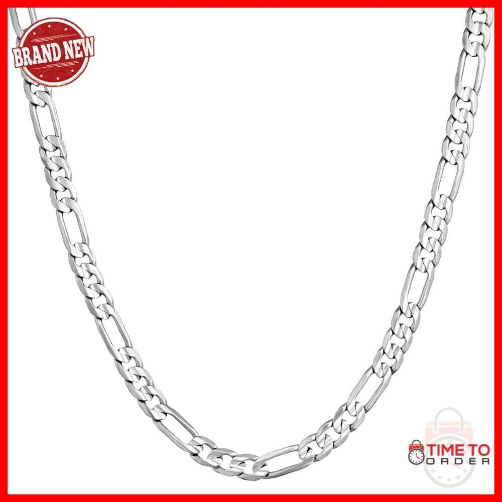 4mm Figaro Chain Necklace 24k Gold Plated Lobster Clasp 18-36 Inch